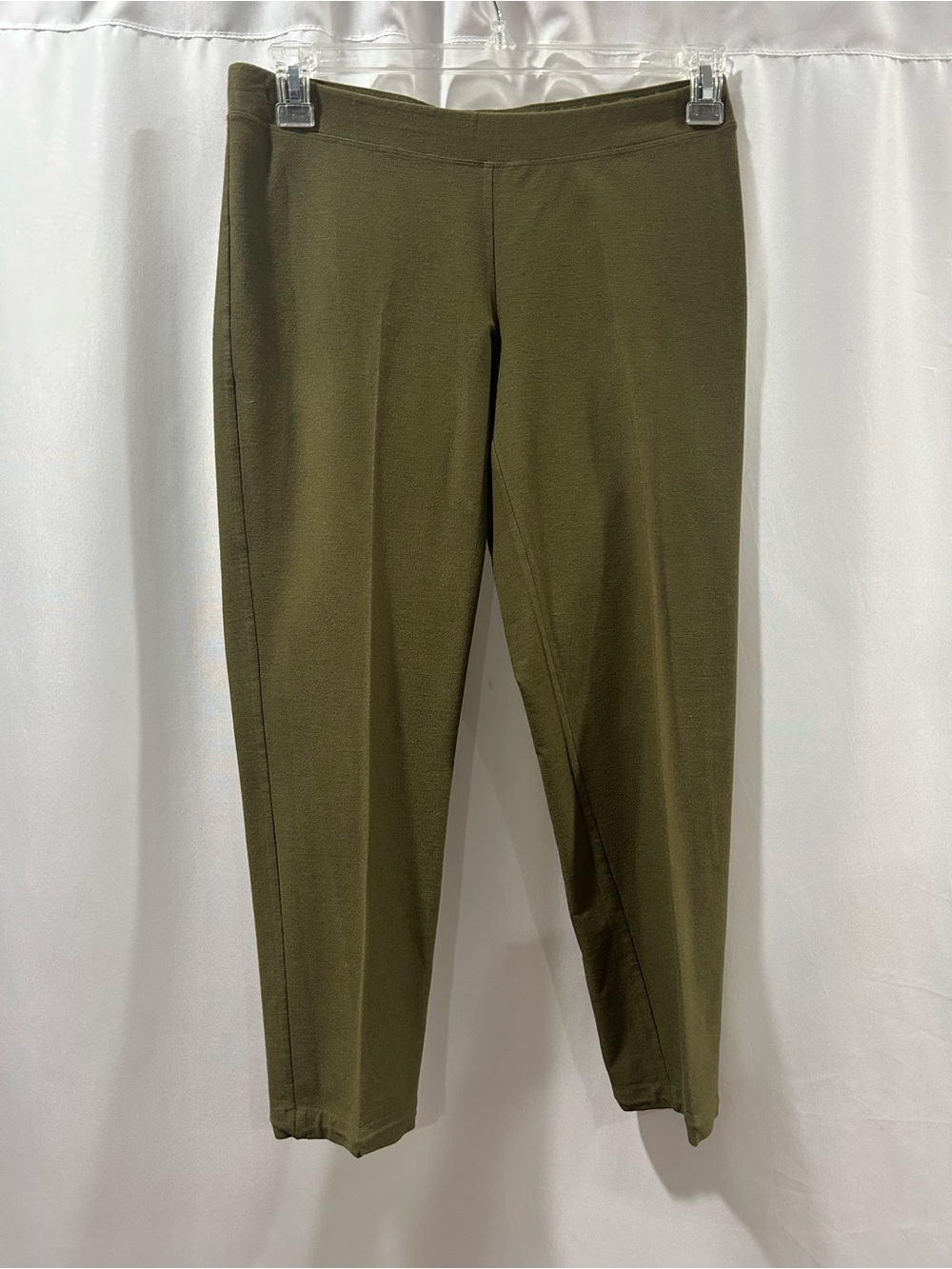 EUC Eileen Fisher Washable Stretch Crepe Slim Ankle Pull on Pants in olive